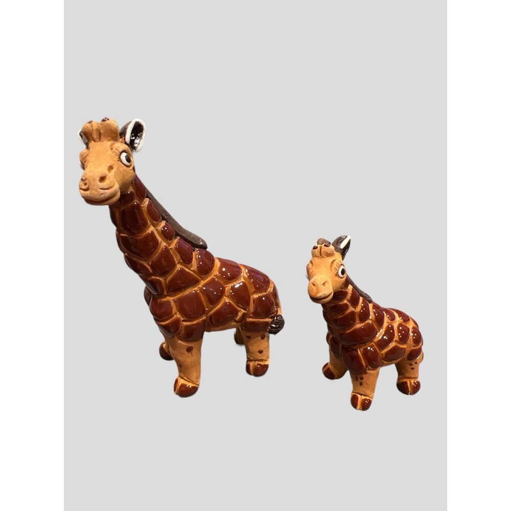 Set of 2 LEPS of Peru Giraffe‎ Terra Cotta Pottery Figures, Safari Animals